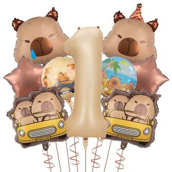 Capybara Number Balloons 1-9, Suitable For Water Deer Animal Themed Birthday Party Decor And Indoor/Outdoor Decoration