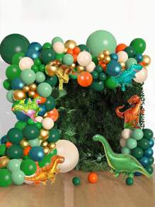 132pcs/Set Jungle Dinosaur Theme Balloons, Forest Party Decorations, Birthday Party Decors, Festival Decorations, Home Decors, Atmosphere Background, Indoor & Outdoor Decors, Back To School Valentine Day - Multicolor - View 2
