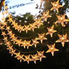 1 pièce Guirlande d'étoiles solaires pour la décoration extérieure et l'éclairage de jardin - Lumières LED polyvalentes pour la décoration de la chambre, la décoration murale et les occasions spéciales, économique, idéal pour créer une atmosphère chaleureuse et accueillante