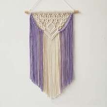 1pc Bohemian Style Butterfly Lace Macrame Wall Hanging, Handwoven Tassel Leaf Swaying Wall Tapestry Decoration - Multicolor - View 14