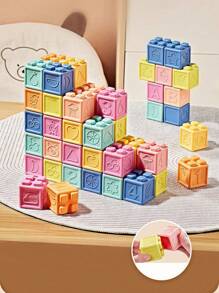 Baby Blocks,Toddler Blocks,Stacking & Building Toys For Babies, 8/16/24 Soft & Educational Blocks- Numbers, Shapes, Baby Blocks For Baby Shower,Colors, Animals- One Two Squeeze- 6 Months +,Stacking Toys For Toddlers 1-3,Random Color