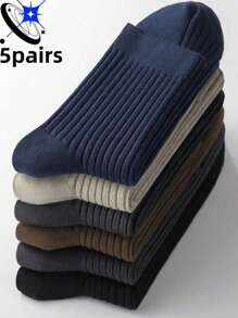 5 pares de meias de tênis masculinas de Lycra de alta elasticidade, respiráveis e resistentes a odores, de mistura aleatória, até a panturrilha, adequadas para uso diário, outono