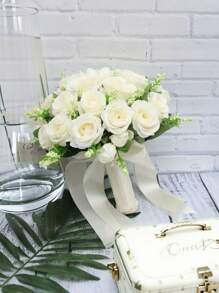 1pc Large Silk Rose Bridal Bouquet, Wedding Bridesmaid Flower Bunch