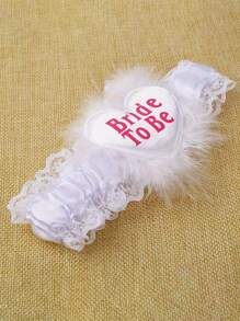 1pc Bridal Garter Belt, Wedding Decoration Set - Wake Me On My Wedding Day White Thigh Decorative Stocking Rings - Bridal Shower - Bride To Be - Bachelorette Party - Bridesmaid Gift - Multicolor - View 2