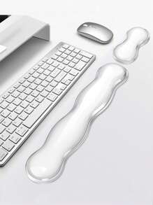 1 Set Crystal Clear Wave Shape Wrist Rest Pad For Mouse Pad, Keyboard Palm Rest, Wrist Support Cushion - Cool & Comfortable