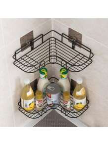 1 pezzo Scaffale organizzatore da bagno, portarotolo di carta igienica impermeabile, montato a parete, anti-ruggine, senza fori, può contenere articoli da toeletta, vasetti per spezie, da cucina e bagno