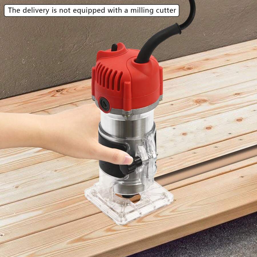 Electric Wood Router With Adjustable Height, Copper Motor, Transparent Base, And Aluminum Housing, 580W For Precise Woodworking, Cutting, And Trimming - Red - View 1