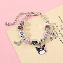 Sanrio 1pc Cute Sanrio Kuromi Charm Bracelet, Cartoon Anime Bracelet Jewelry Gift For Girlfriend, Precise Diamond