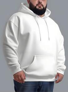 Men's Plus Size Sweatshirt  Hood Premium Mesh Cold Weather Blouse Basic Cotton Flannel Coat Various Colors - 查看 2