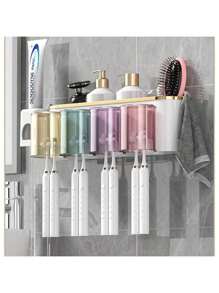 1 conjunto de porta-escovas de dentes e copo, organizador criativo para escovas de dentes e enxaguantes bucais, para pendurar na parede, para organização de banheiro, decoração para casa e banheiro, verão, volta às aulas