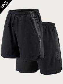Men's 2-In-1 Running Shorts, Quick Dry Athletic Shorts With Liner, Workout Shorts With Zip Pockets