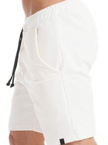 Men's Casual Gym Sweat Shorts - Beige - View 2