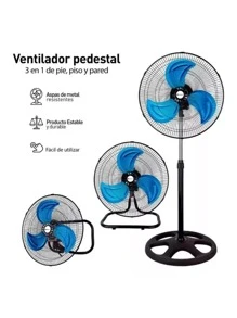 Ventilador de piso 3 en 1 de 18 pulgadas, adecuado para el hogar, alta potencia, ventilador industrial, alta potencia, fácil instalación, ventilador de piso, ventilador - Negro - Ver 5