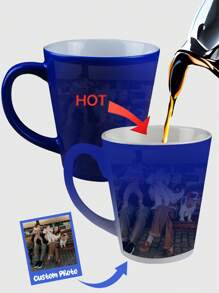 1pc Personalized Cone Color Changing Magic Mug, Mother's Day Custom Picture Mug, Holiday Gift For Mom, Birthday Gift, Color Changing Mug, Perfect Easter Gift For Him/Her, Unique Gift For Special Occasions, Personalized Photo Coffee Mug, Custom Camping Mug, Custom Christmas Gift, Personalized Anniversary Photo Mug, Perfect Gift For Family, Friends, Baby,Office Decor,Kitchen Essentials - Multicolor - View 4