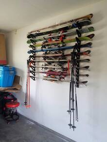 StoreYourBoard Ski Rack – Heavy-Duty Horizontal Ski Wall Mount & Swboard Wall Mount For Garage Wall Shelving - Swboards & Gear, Multi-Sport Skateboard Organizer - Skiing Accessories - Holds 3 Pair - 1 - View 6