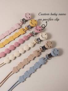 1pc Personalized Baby Name Custom Pacifier Clip, Silicone Teether Anti-Lost Chain