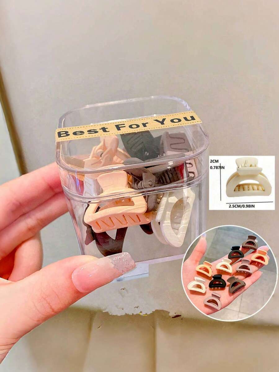 10pcs Random Color Solid Hair Claw Casual Summer - Multicolor - View 1