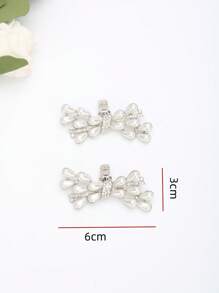 1 对（2 件）仿水晶珍珠金色和白色金属蝴蝶结可拆卸 DIY 鞋夹，时尚优雅鞋履配饰，适合女士高跟鞋、浅口鞋、商务高跟鞋、婚礼新娘鞋，黑色、白色、红色