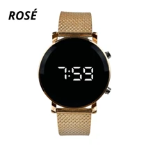 Women's Round LED Digital Watch, Black Silver Gold Rose - Vintage Rose - View 5