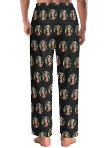 Customized Men's Pajama Pants, Unique & Cozy Photo Printed Sleepwear, Funny Personalized Pants For Men, Ideal Gifts For Boyfriend, Husband, Friends, Personalized Gifts For Anniversaries, Birthdays, Holidays - Black - View 6