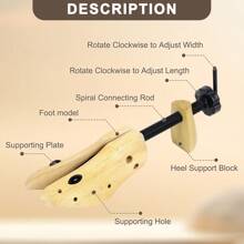1 pieza/2 piezas Zapatero de madera ajustable, horma redimensionadora de calzado de madera de pino, para tallas US 6.5 - 10, para zapatos planos, tacones y botas, expandidor de calzado para hombre y mujer - Natural - Ver 3