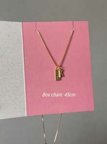 1pc Minimalist Box Chain Charm Necklace, Sparkling Cubic Zirconia Custom Simple Initial Letter "MAMA" Stainless Steel Pendant Necklace, Fashionable, Autumn Season, Minimalist, Simple, Casual, Custom Vintage Coin, Personalized, Unique Gift For Girlfriend, Mom, Family, Friend, Daughter, Anniversary, Valentine's Day, Mother's Day, Birthday, Graduation, Daily Wear, Wedding, Prom