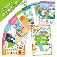 Scissor Skills Activity Book - 48 Sheets Of DIY Fun Paper Cutting For 3-6 Years Old,(No Scissors) Fun Handmade Gifts, Basic Handmade Teaching, Kindergarten Paper-Cut, School Supplies, Stationery, Exercise Children's Hands-On Ability,Suitable For All Seasons, New Year, Children's Day, Mother's Day, Birthday