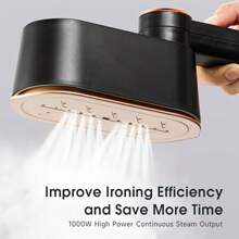 PANCERKA 1st 1050W handhållet plaggångstrykjärn - 2-i-1 strykning och ångning, stor sula, rynkborttagare för tyg, LED-skärm, 3 ångnivåer, resevänlig design (EU-kontakt) - EU E typkontakt (220-240V) - Visa 4