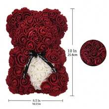 Rose Bear With Transparent Box Presents For Mom Hand Made Flower With Ribbon Boxes For Valentine's Day - White - View 5