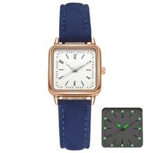 Square Ladies' Luminous Watch Simple & Delicate Women's Quartz Watch Women's Fashionable Simple Square Dial Wristwatch With Numerical Markers And Leather Strap Suitable For Daily Wear And Suitable For Birthday Gift, Anniversary Gift