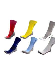 Kits  6 Pares Meias Esportivas Anti Derrapantes De  Para Futebol