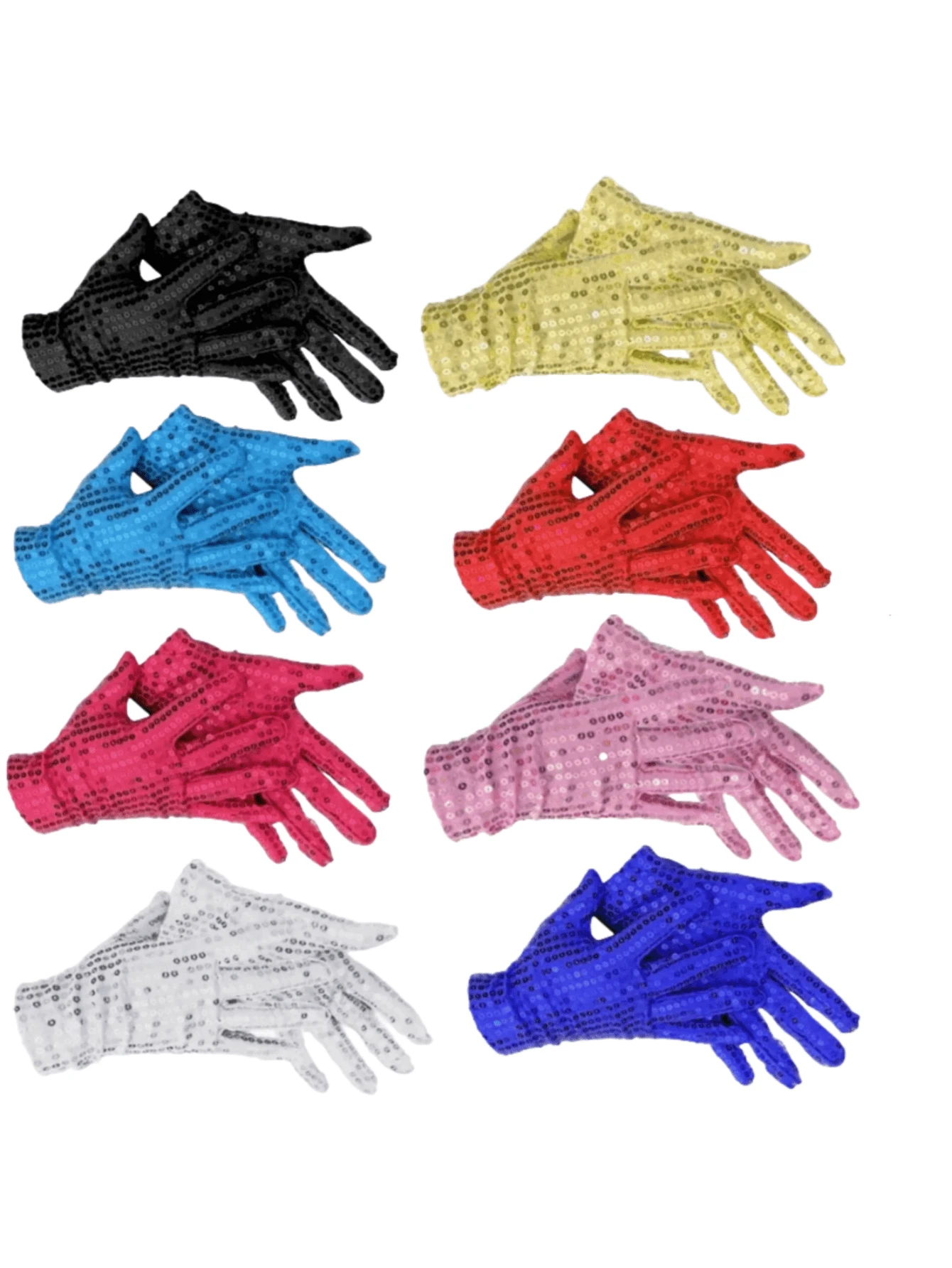 Sequin Stage Gloves, Solid Color Party Dance Performance Fashion Accessories, Polyester - Multicolor - View 1