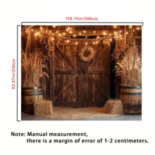 1pc Vintage Countryside Farmhouse Theme Backdrop Banner, Available In Multiple Sizes, Made Of Polyester, Suitable For Country Wedding, Birthday Party Decor, Any Holiday And Anniversary Decoration, Garden, Indoor And Outdoor - Multicolor - View 6