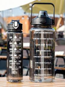 1pc New Plastic Water Bottle Summer Large Capacity Sports Fitness Kettle Summer Portable Water Cup - Multicolor - View 9