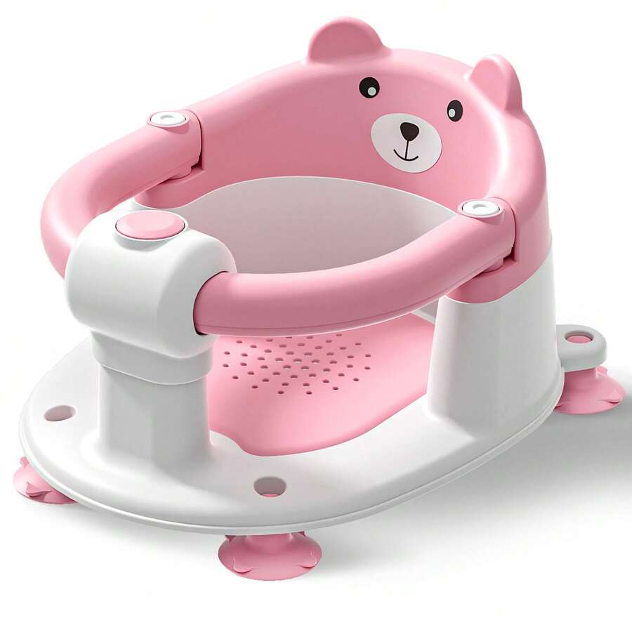 Baby Bath Seat For Babies 6 Months & Up, Toddler Bath Seats For Babies Sitting Up, Non-Slip Infant Bath Tub Chair With 4 Suction Cups & Soft Cushion For Shower, Compact Toddler Bathtub Seat - Pink - View 1