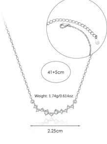 SYMFNY 1pc 925 Silver Minimalist Shiny Cubic Zirconia Pendant Necklace - Style 1 - View 6