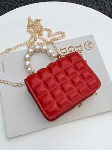 Cute And Fashionable Pearl Texture Handbag Coin Purse Crossbody Bag Outing Handbag Small Square Bag - View 5