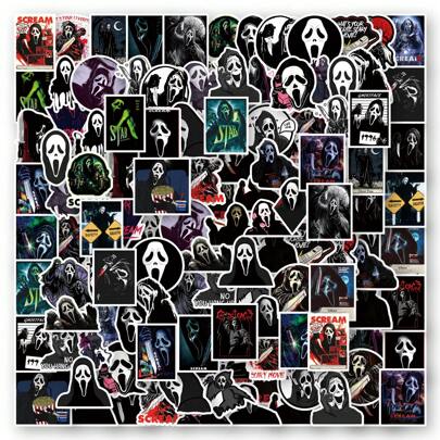 58PCS Scream Horror Character Stickers Vinyl Aesthetics Stickers For Scrapbooking, Diary, Laptop, Bumper, Skateboard, Water Bottle, Computer, Phone, Cartoon, Hard Hat, Car Stickers And Decals