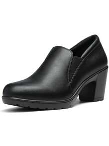 Womens Mid Block Heels Ladies Sandals Slip-On Smart Work Office Dress Court Shoes - Black - View 6