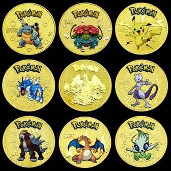 bandai Samling av jubileumsmynt - Klassiska samlarmedaljer med Charizard och mer Perfekt för fans, samlare och presenter Fira din resa