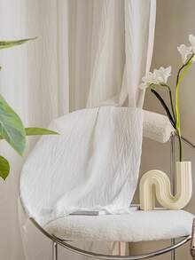 1pc European Crafted Japanese Anti-Scratch Sheer Curtain, Translucent But Not See-Through, Living Room/Bedroom/Balcony Window Curtain, Anti-UV, Wrinkle Resistant, White