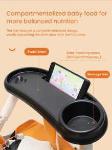 Multifunctional Children's Stroller Snack Tray, Compatible With 98% Of Handlebar Types On The Market - Black - View 1