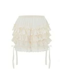 Women's Cute Bloomers Shorts Lace Trim Layered Ruffle Bowknot Elastic Waist Short Pants Summer Casual Shorts