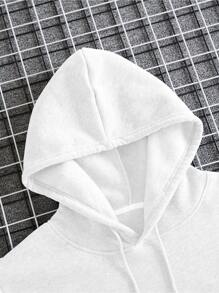 Men's And Women's Plain Kangaroo Sweatshirt Cold Weather Blouse Cotton Lined Warm Tracksuit Coat With Pocket And Hood New Release 3 Cables Winter Cold Season - 白色 - 查看 4