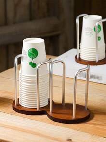 1 pieza Soporte de madera para vasos desechables de papel para uso doméstico