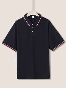 Men Fashion Casual Polo Shirt | Premium Material Turndown T-Shirt | Business Casual Essential | Breathable & Comfortable | Golf Holiday Indoor Party | Summer & Autumn | Plus Size Loose Fit | Unisex Design | Versatile For All Occasions | Mother's Day Event - Black - View 1