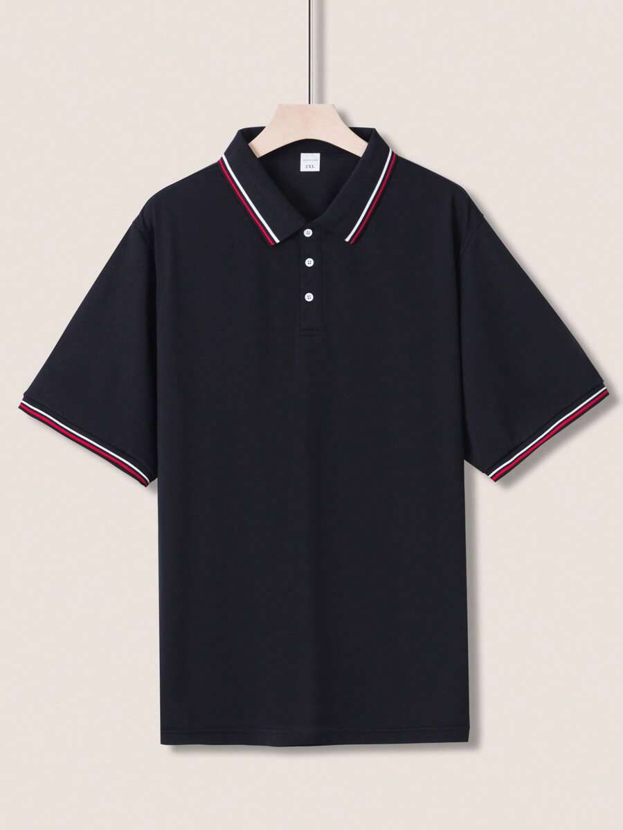 Men Fashion Casual Polo Shirt | Premium Material Turndown T-Shirt | Business Casual Essential | Breathable & Comfortable | Golf Holiday Indoor Party | Summer & Autumn | Plus Size Loose Fit | Unisex Design | Versatile For All Occasions | Mother's Day Event - Black - View 1