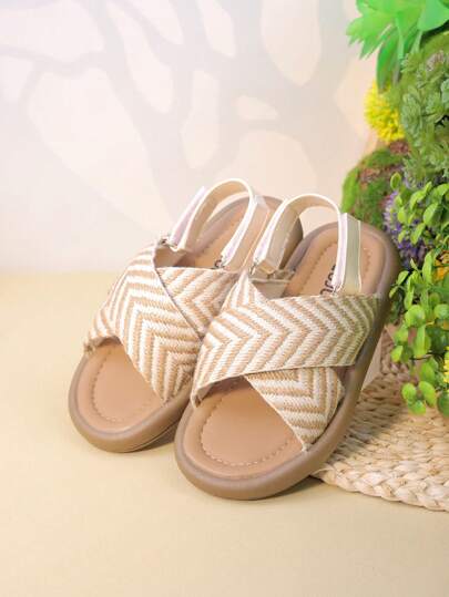 休闲女童凉鞋，全新夏季设计，适合幼儿至小孩，平底钩环沙滩鞋