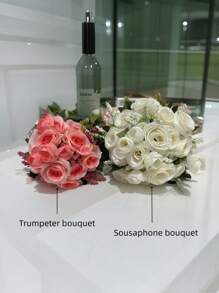 1pc Large Silk Rose Bridal Bouquet, Wedding Bridesmaid Flower Bunch