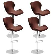 吧台高度酒吧椅套 天鹅绒旋转吧凳椅套 可拉伸旋转吧凳椅套 带靠背 适用于酒吧家用厨房咖啡厅粉色，1/4/6 件套，豪华天鹅绒厨房椅套 4/6 件套，弧形吧凳套 椅套，弧形餐椅套 带弧形靠背的旋转吧台高度椅套 - 彩色 - 查看 14